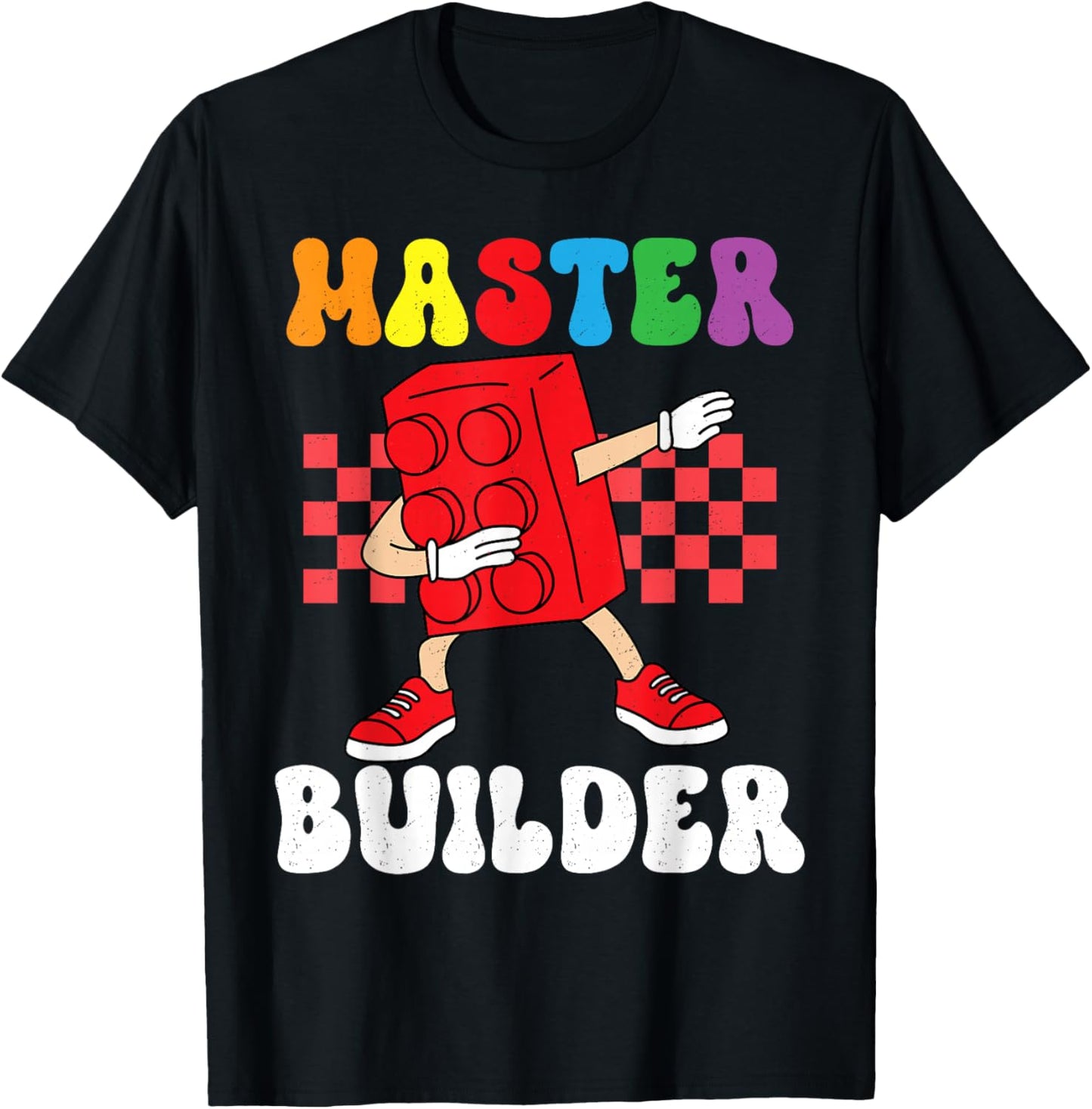 Dabbing Kids Master Builder Funny Building Blocks Brick Boys T-Shirt - T-Shirt | Black