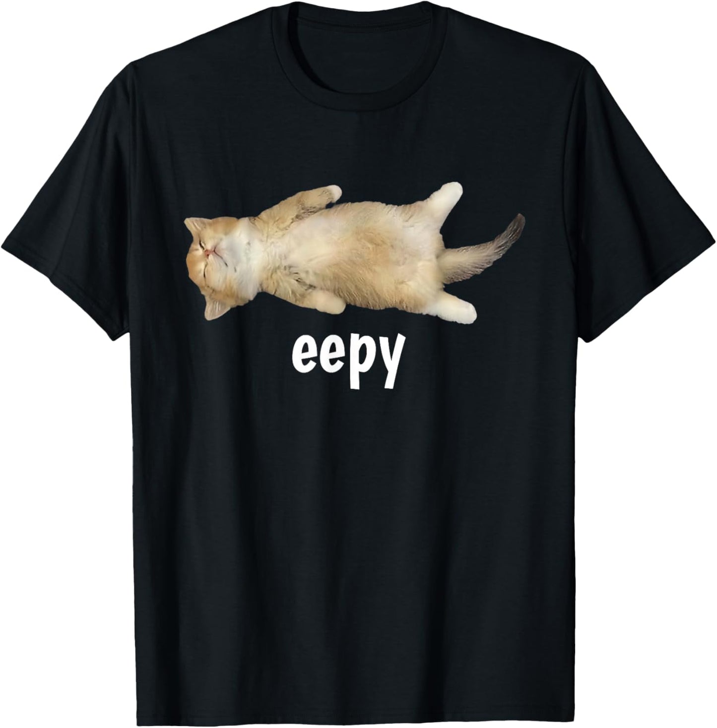 Funny Eepy Cat Silly Sleepy Cat Gen Z Meme Men Women T-Shirt - T-Shirt | Black