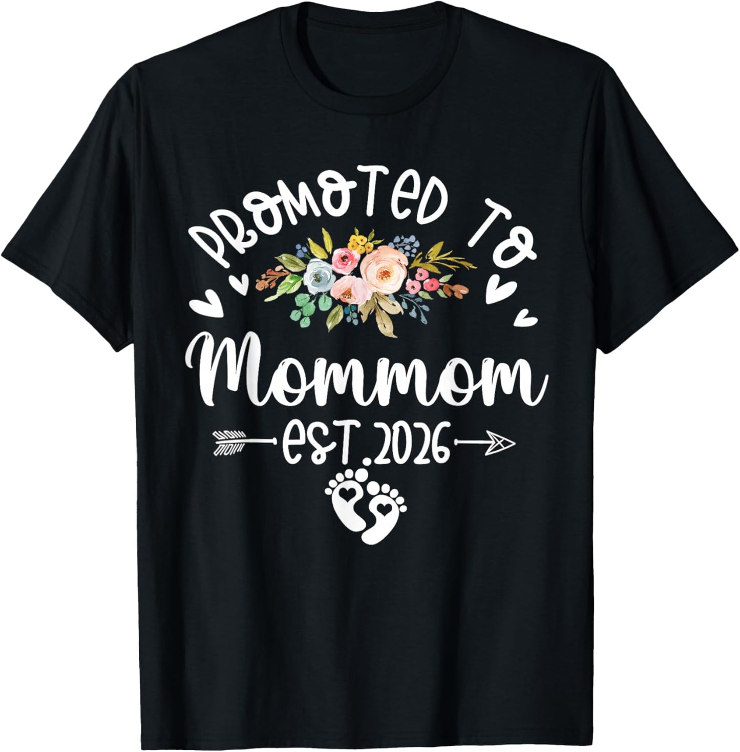 Promoted to Mommom Est 2026 First Time Mommom T-Shirt - T-Shirt | Black