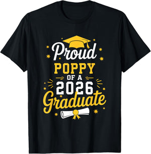 Proud Poppy of A 2026 Graduate Grad Senior Graduation T-Shirt - T-Shirt | Black