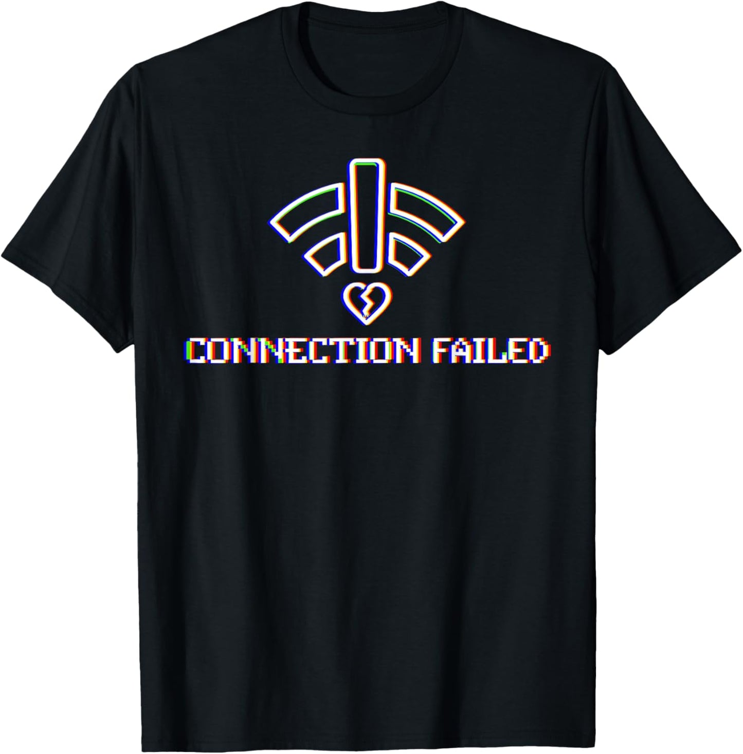 Connection Failed Glitch WiFi Funny Anti Valentines Day T-Shirt - T-Shirt | Black