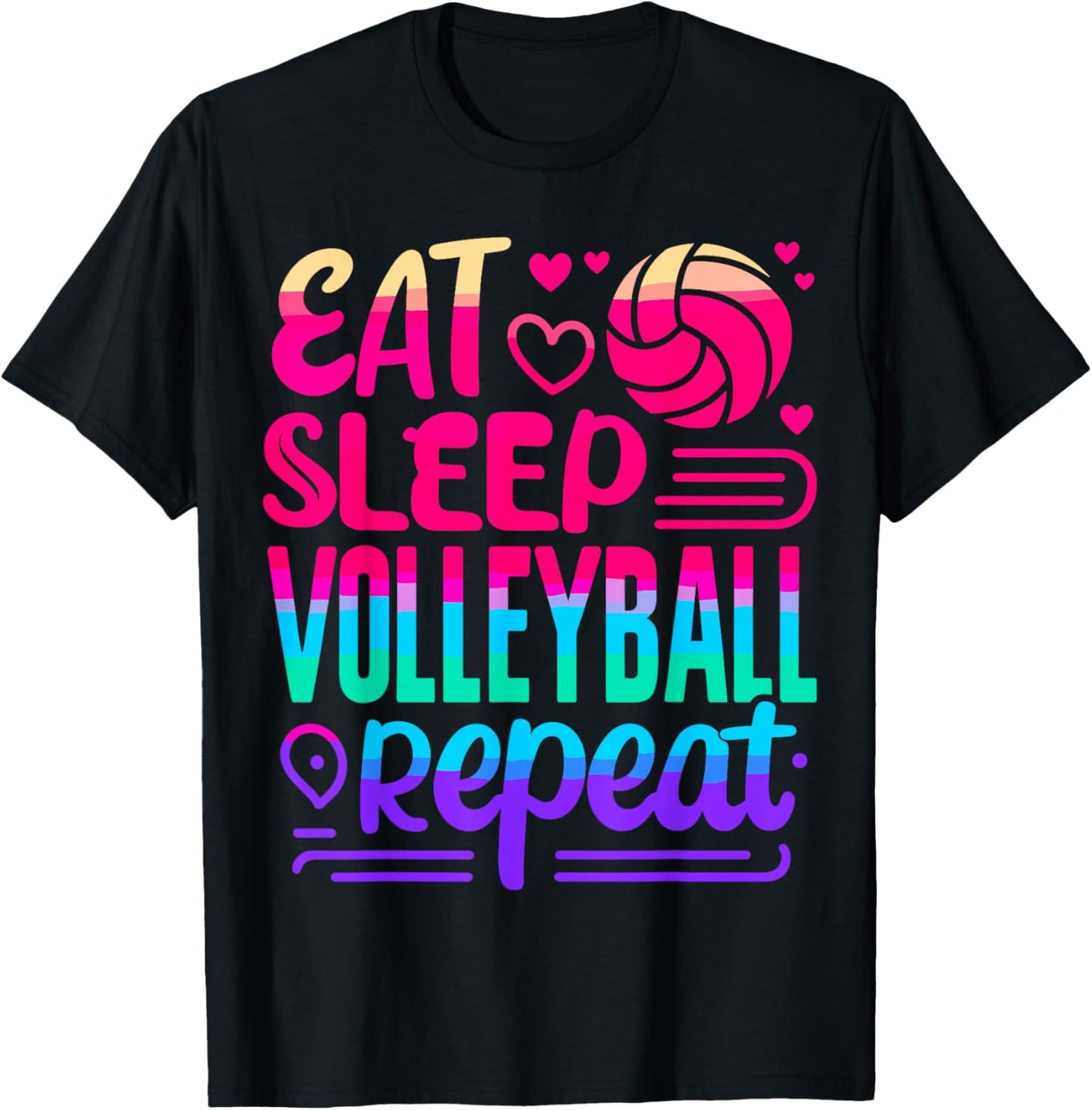 Eat Sleep Volleyball Repeat Volleyball Player T-Shirt - T-Shirt | Black