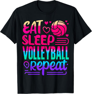 Eat Sleep Volleyball Repeat Volleyball Player T-Shirt - T-Shirt | Black