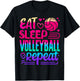 Eat Sleep Volleyball Repeat Volleyball Player T-Shirt - T-Shirt | Black