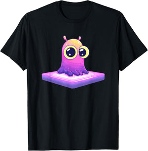 Cute Pastel Space Slime Alien with Big Eyes T-Shirt - T-Shirt | Black