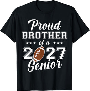 Senior Football Brother Class of 2027 Graduation Graduate T-Shirt - T-Shirt | Black