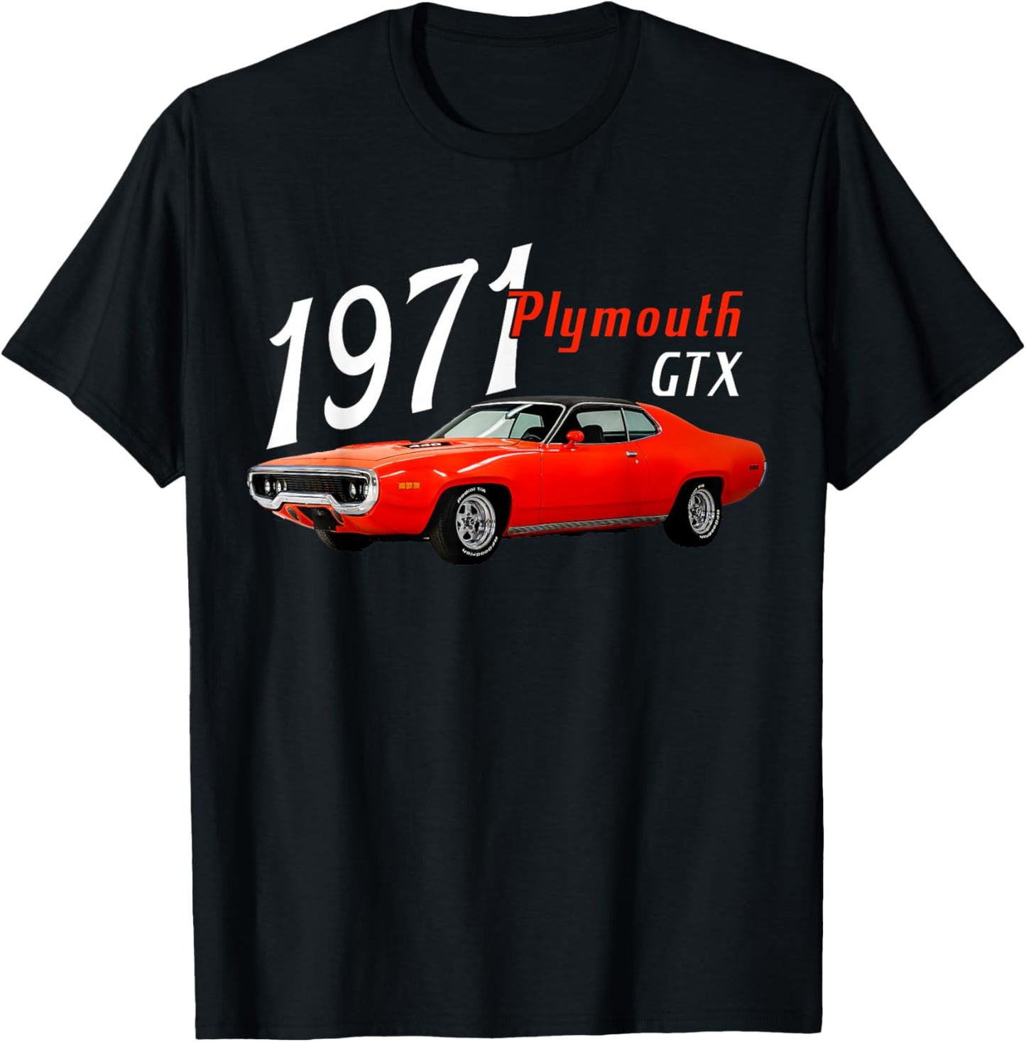 1971 71 GTX Red Classic Vintage Old Car USA Flag T-Shirt - T-Shirt | Black