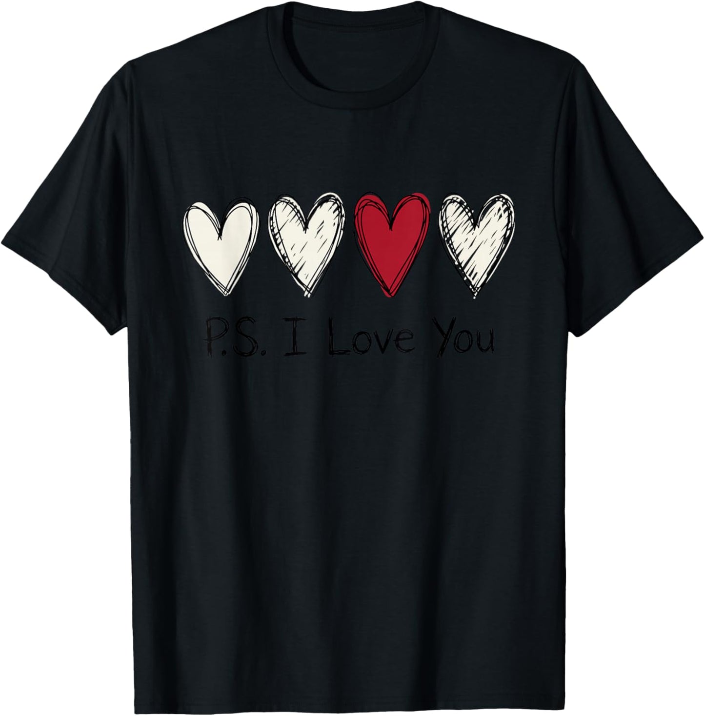 PS I Love You Day Purple Valentines Day Heart T-Shirt - T-Shirt | Black