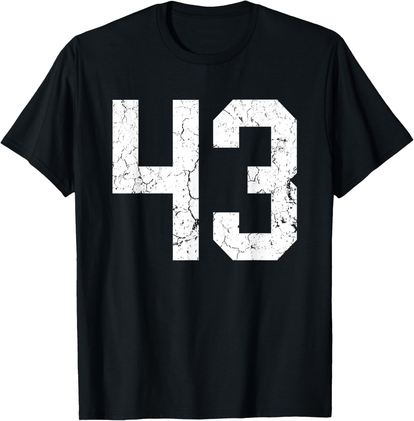 Distressed White Number 43 Jersey Player Uniform #43 T-Shirt - T-Shirt | Black