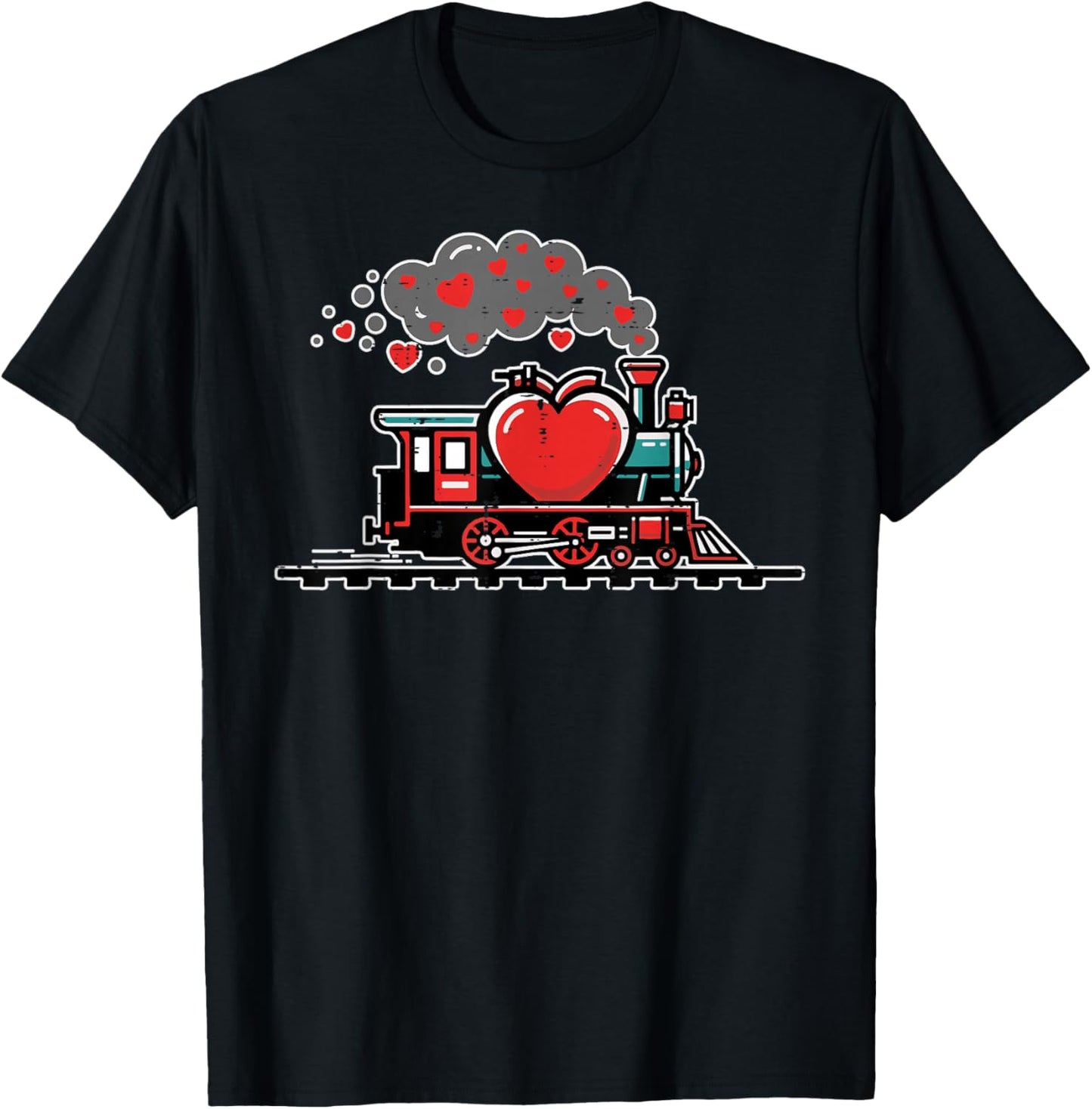 Valentines Day Train Hearts Love Choo Choo Boys Kids Youth T-Shirt - T-Shirt | Black