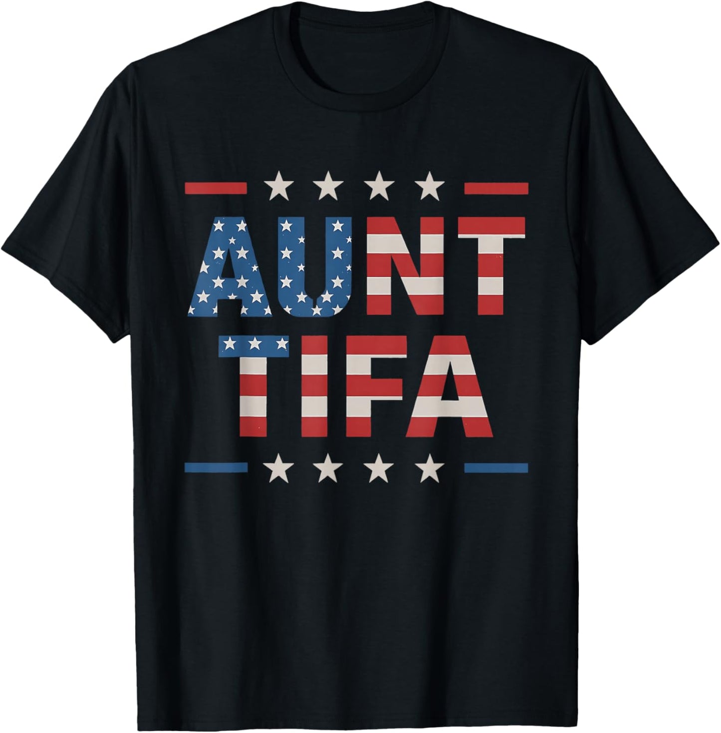 Aunt Tifa American Flag T-Shirt - T-Shirt | Black