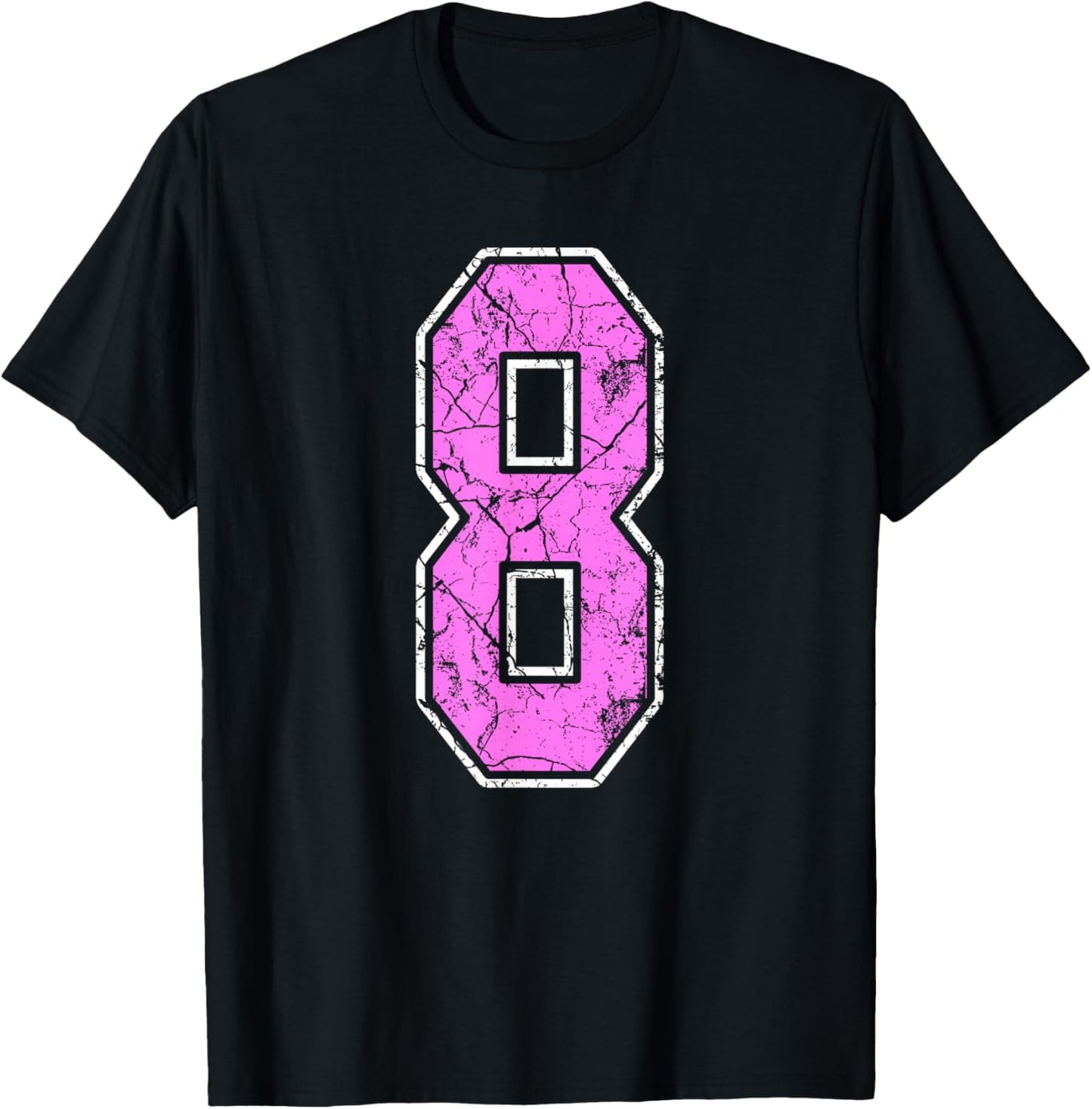 Grunge Pink and Pink Number 8 Jersey Player Uniform #8 T-Shirt - T-Shirt | Black