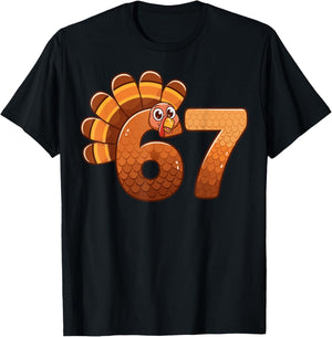Kids Meme Six Seven Turkey 6-7 67 Thanksgiving T-Shirt - T-Shirt | Black