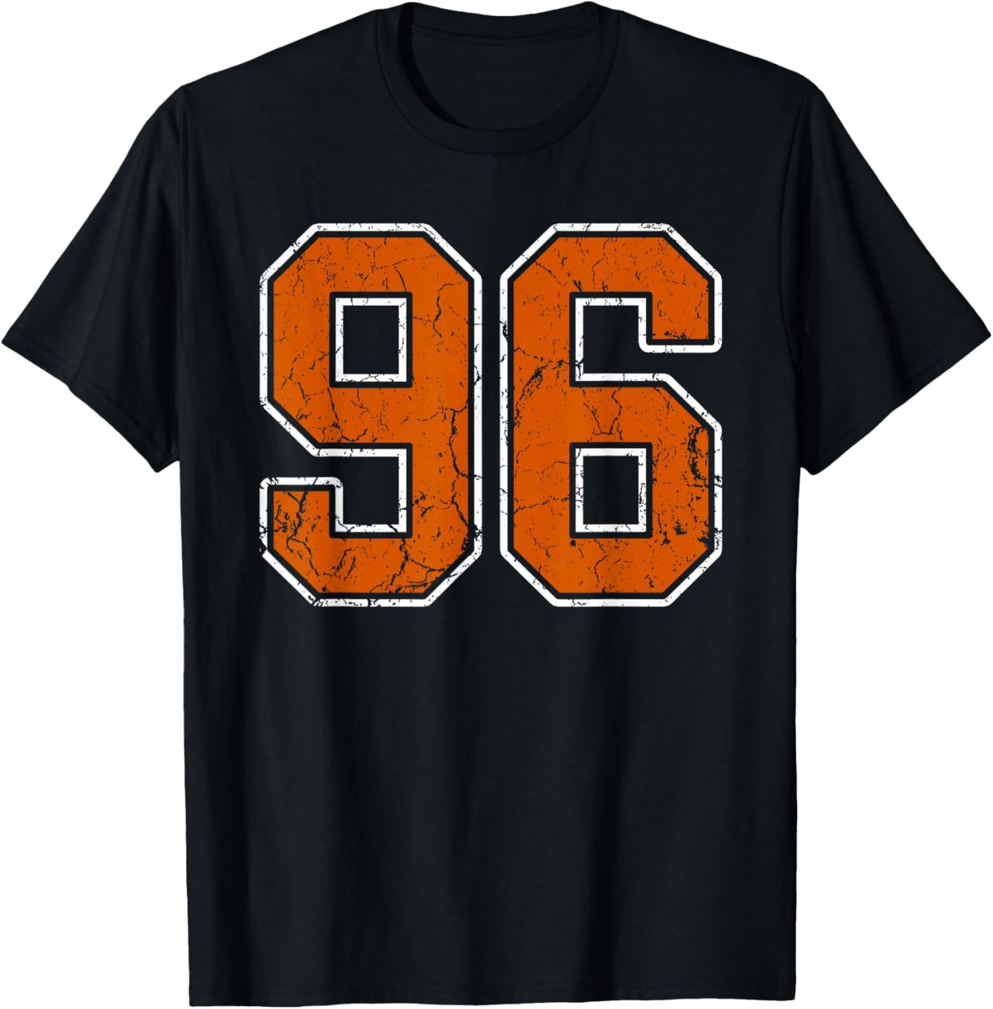 Grunge Burnt Orange and White #96 Sports Jersey Number 96 T-Shirt - T-Shirt | Black