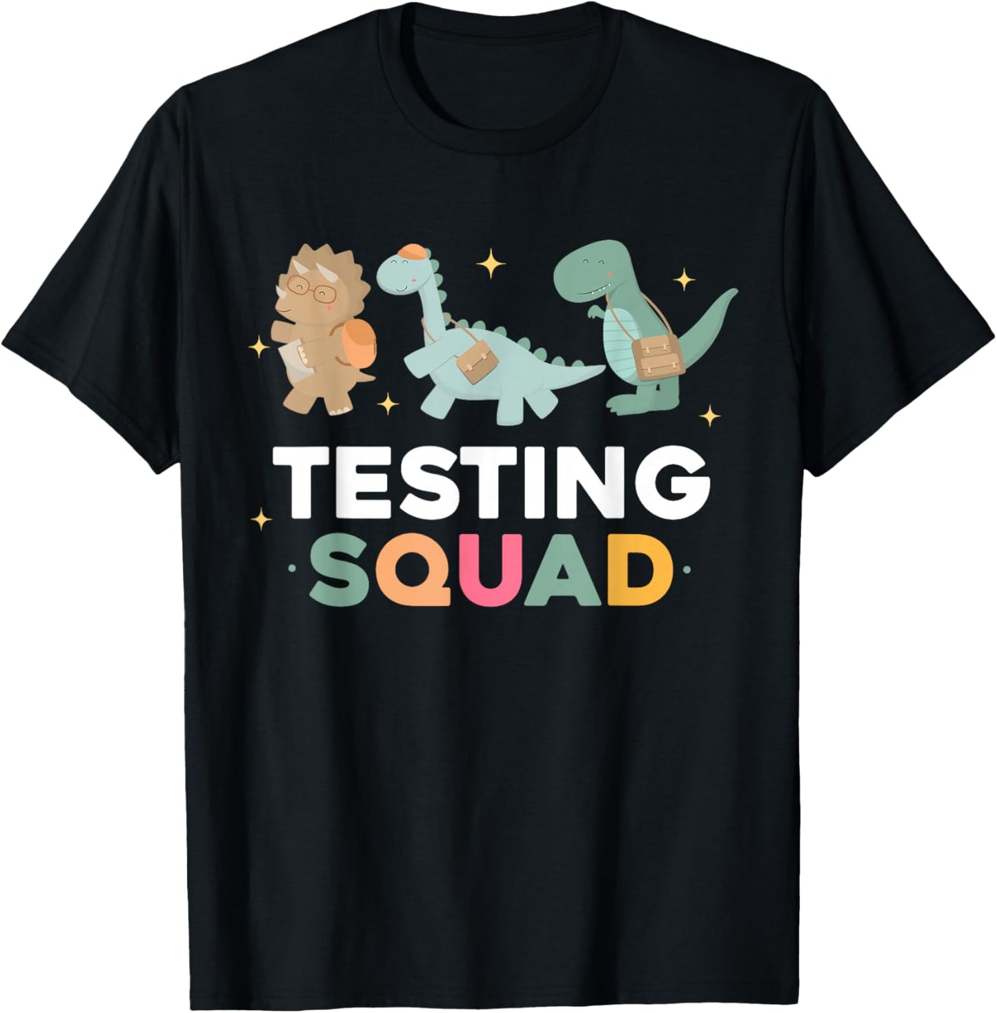 Testing Squad Dinosaur Teacher Student Kids Testing Day T-Shirt - T-Shirt | Black