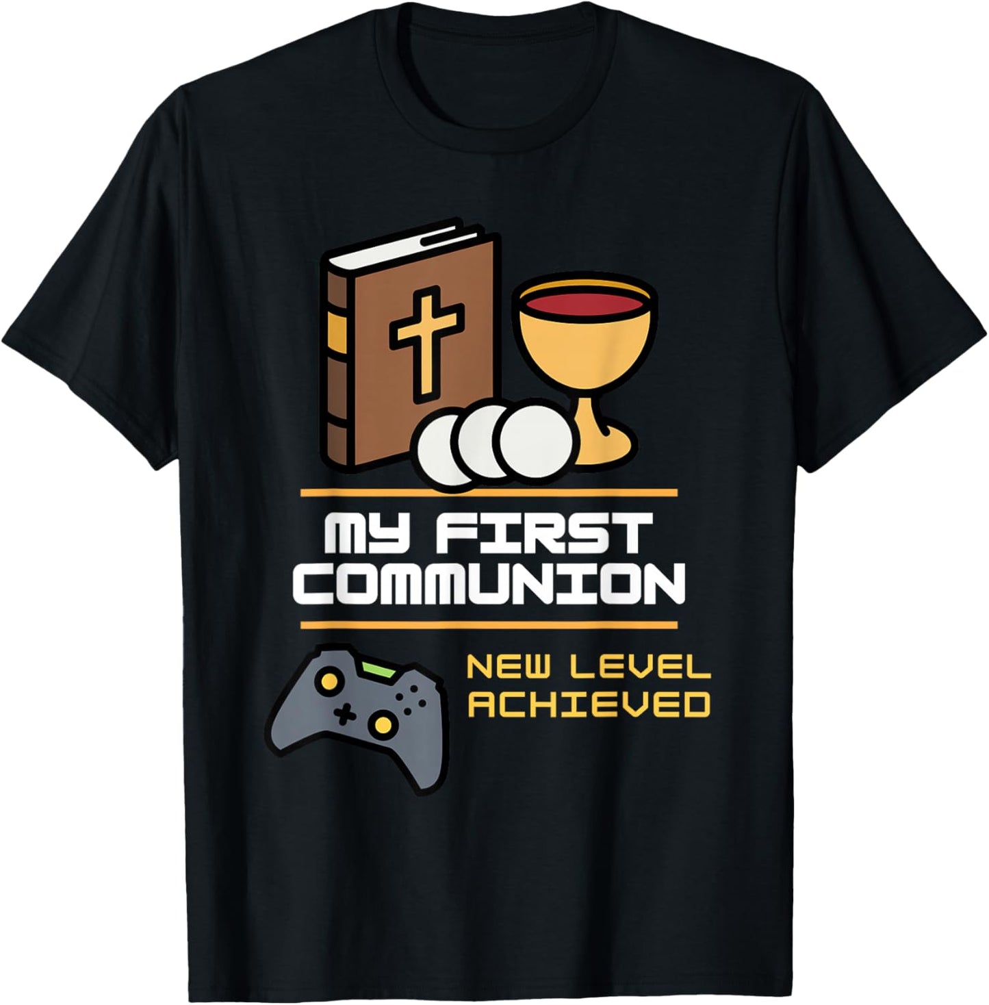 My 1st First Communion 2026 Boys Girls Video Game Controller T-Shirt - T-Shirt | Black