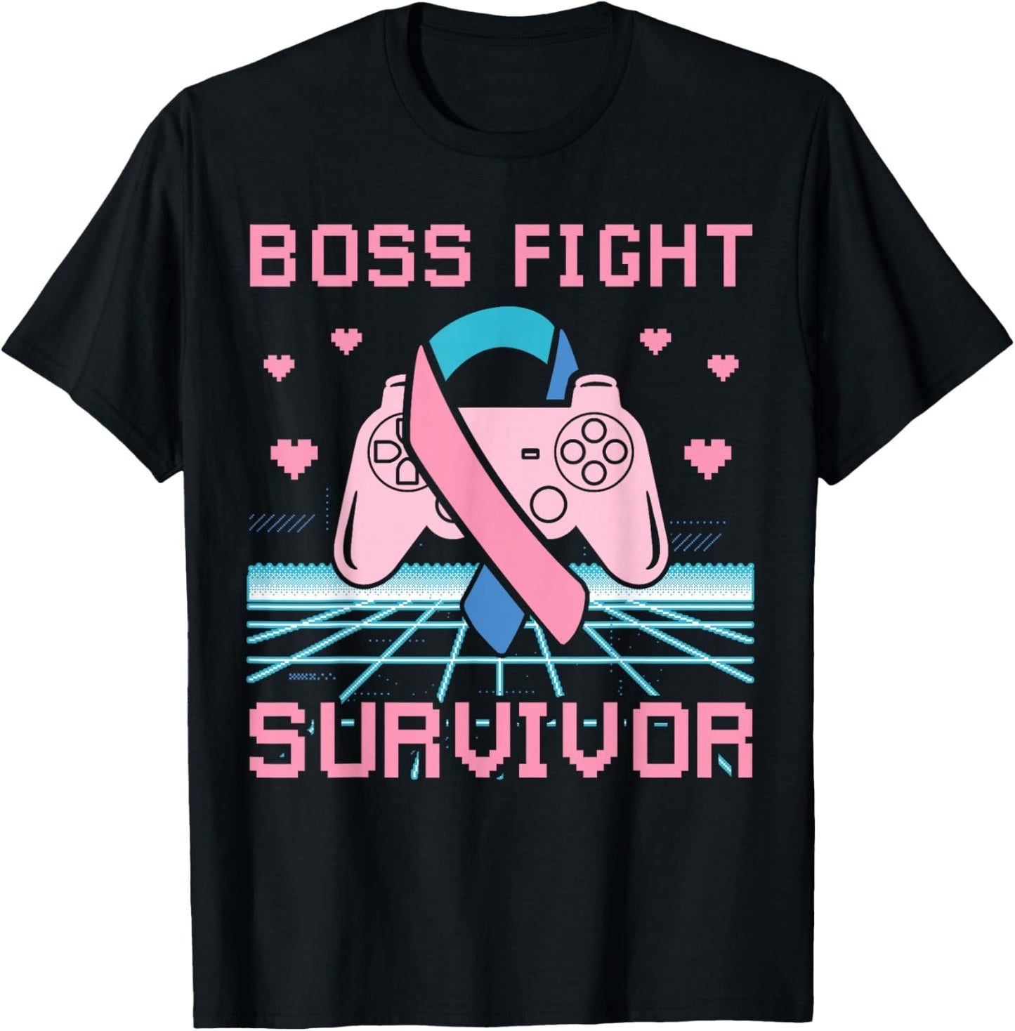 Thyroid Cancer Awareness Boss Fight Survivor Gamer T-Shirt - T-Shirt | Black