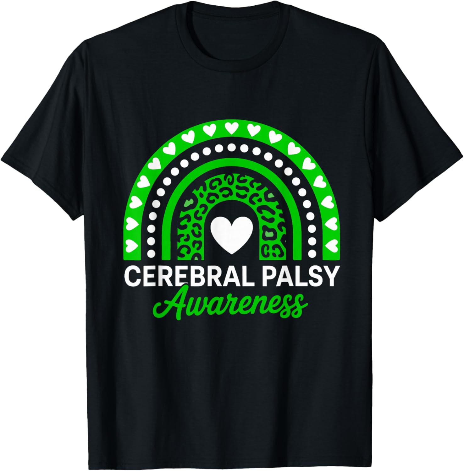 Cerebral Palsy CP Awareness Rainbow Leopard T-Shirt - T-Shirt | Black