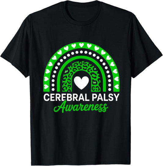 Cerebral Palsy CP Awareness Rainbow Leopard T-Shirt - T-Shirt | Black