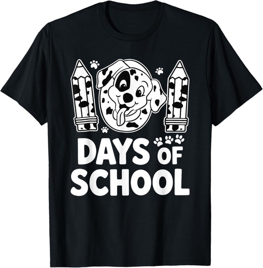 100 Days of School Dalmatian Dog Boy Kid 100th Day of School T-Shirt - T-Shirt | Black