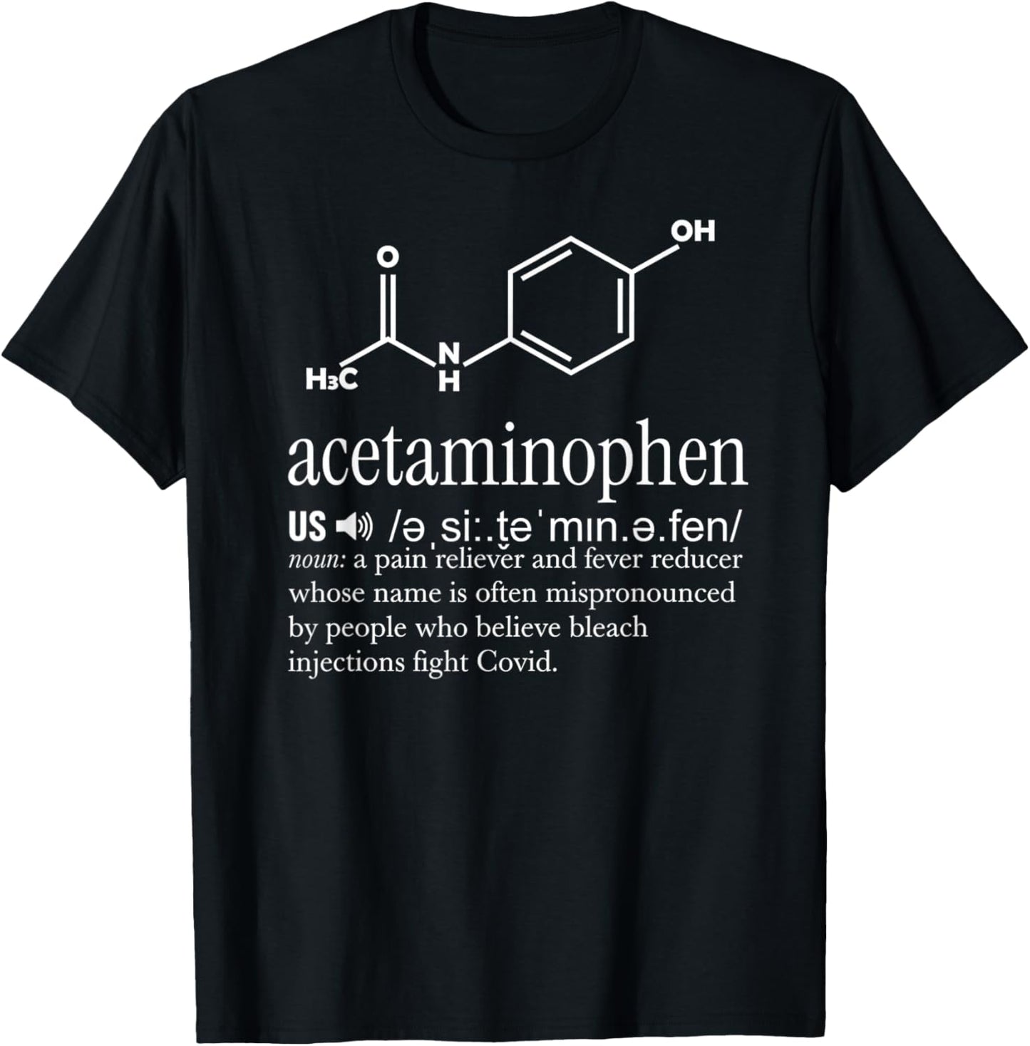 Acetaminophen Pronounce Formula Shaped T-Shirt - T-Shirt | Black