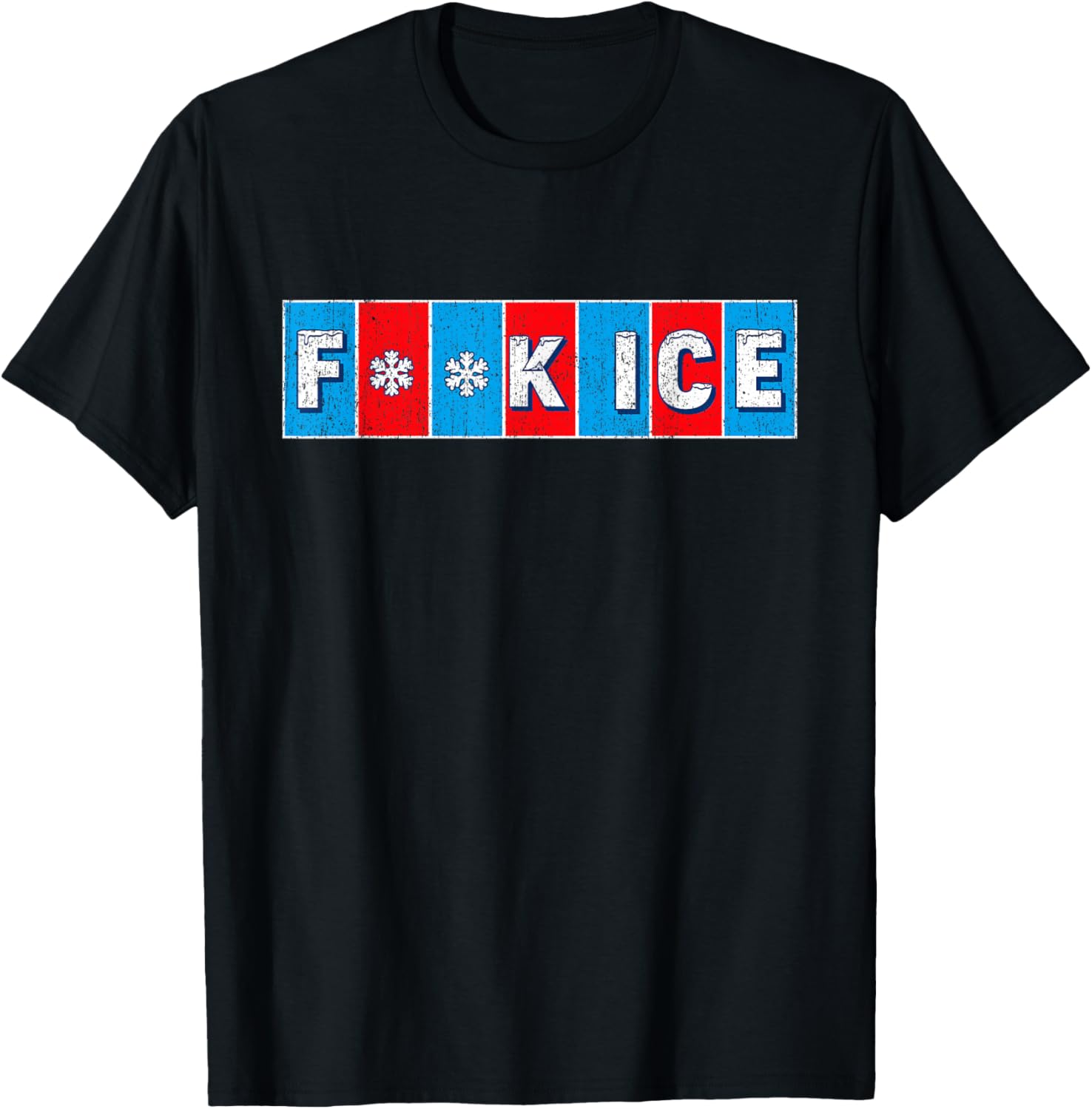 Funny F Ice Vintage Snow Flakes Retro Abolish-Ice T-Shirt - T-Shirt | Black