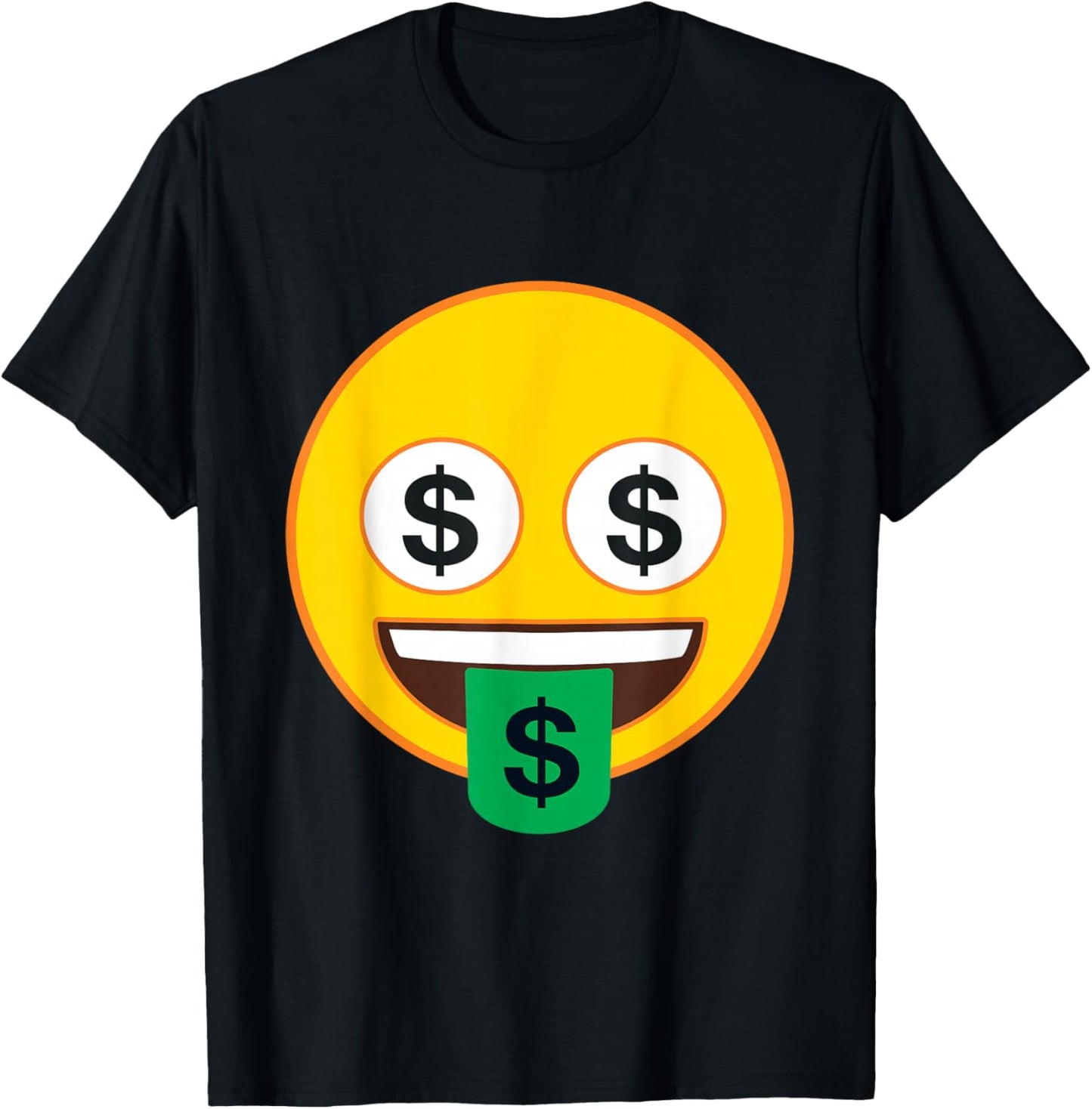 Official Emoji Money Eyes Tongue Dollar Yellow Smile Face T-Shirt - T-Shirt | Black