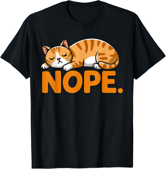 Nope Orange Cat T-Shirt - T-Shirt | Black
