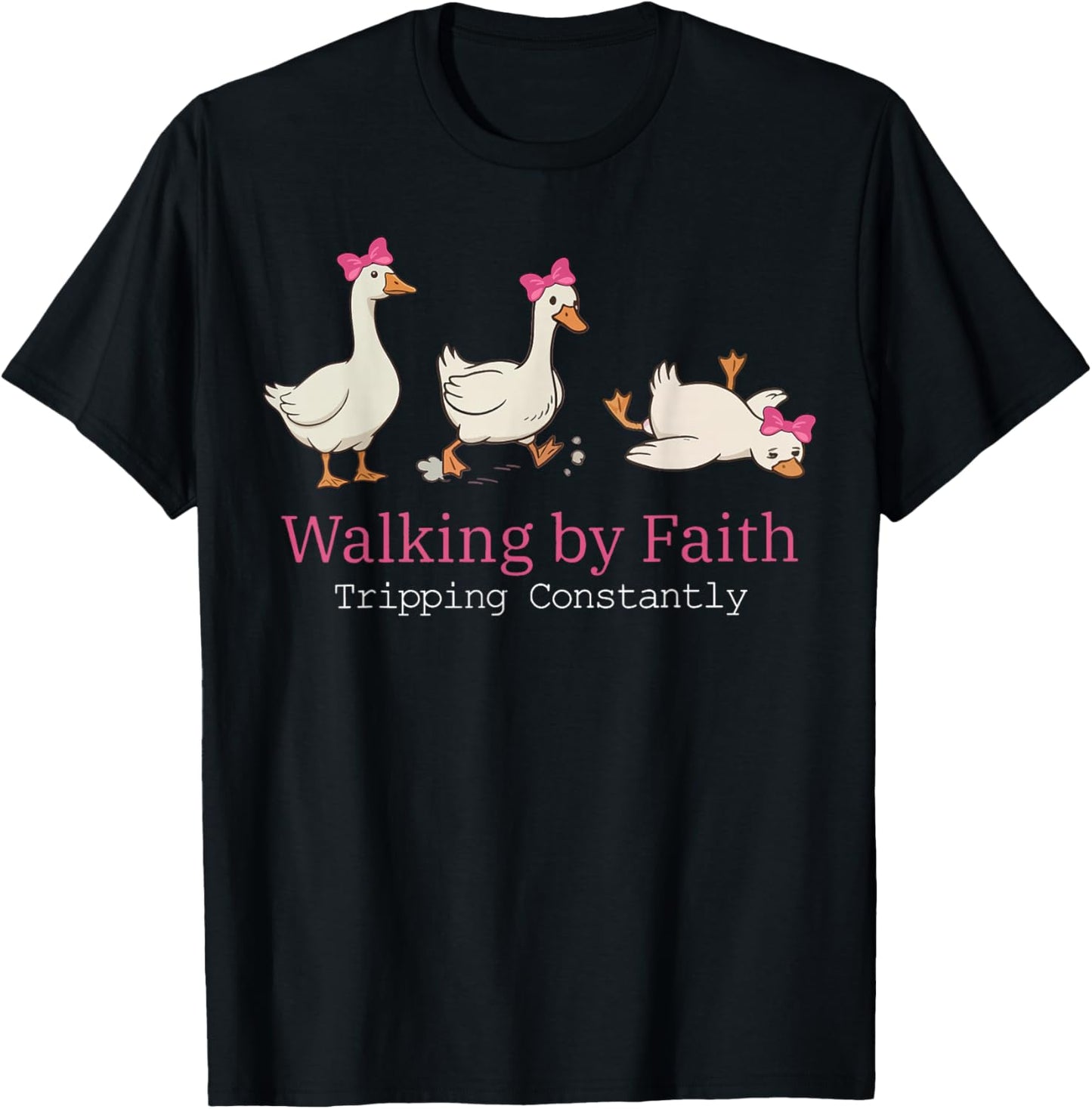 Christian Goose Walking by Faith Tripping Constantly Bible T-Shirt - T-Shirt | Black