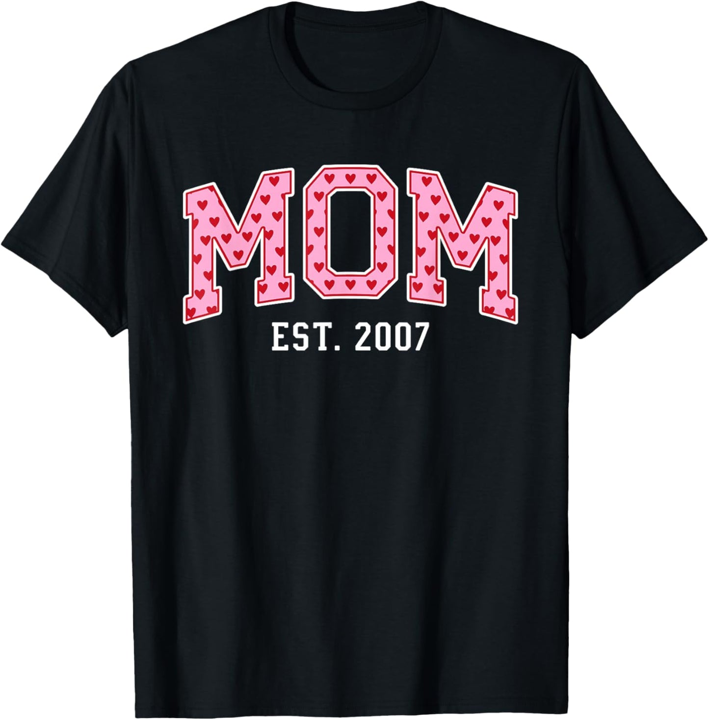 Mom Est 2007 Custom Mom Personalized Mother’s Day Customized T-Shirt - T-Shirt | Black