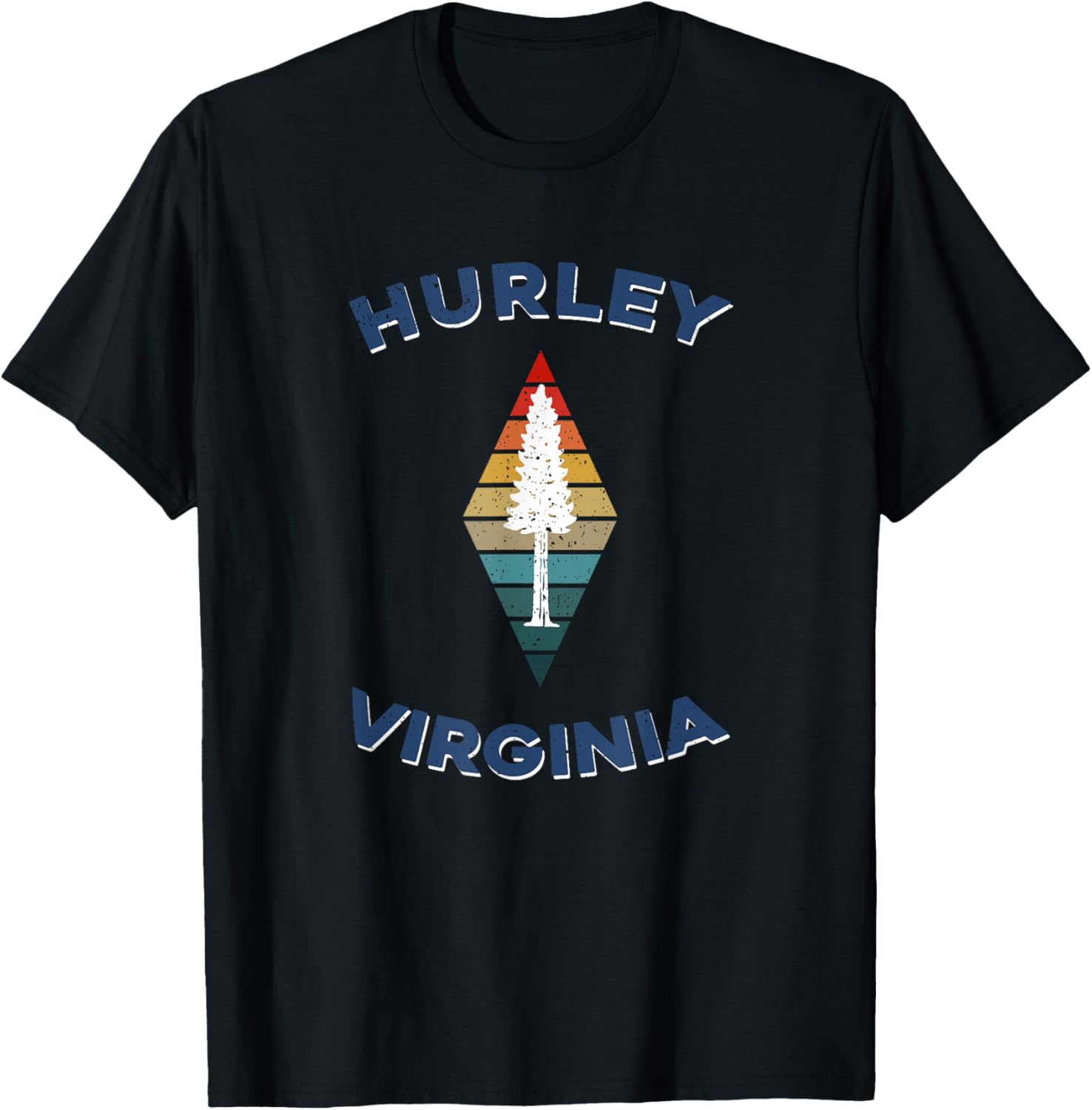 Hurley Virginia Vintage Pine Tree Graphic Retro 80s Outdoors T-Shirt - T-Shirt | Black