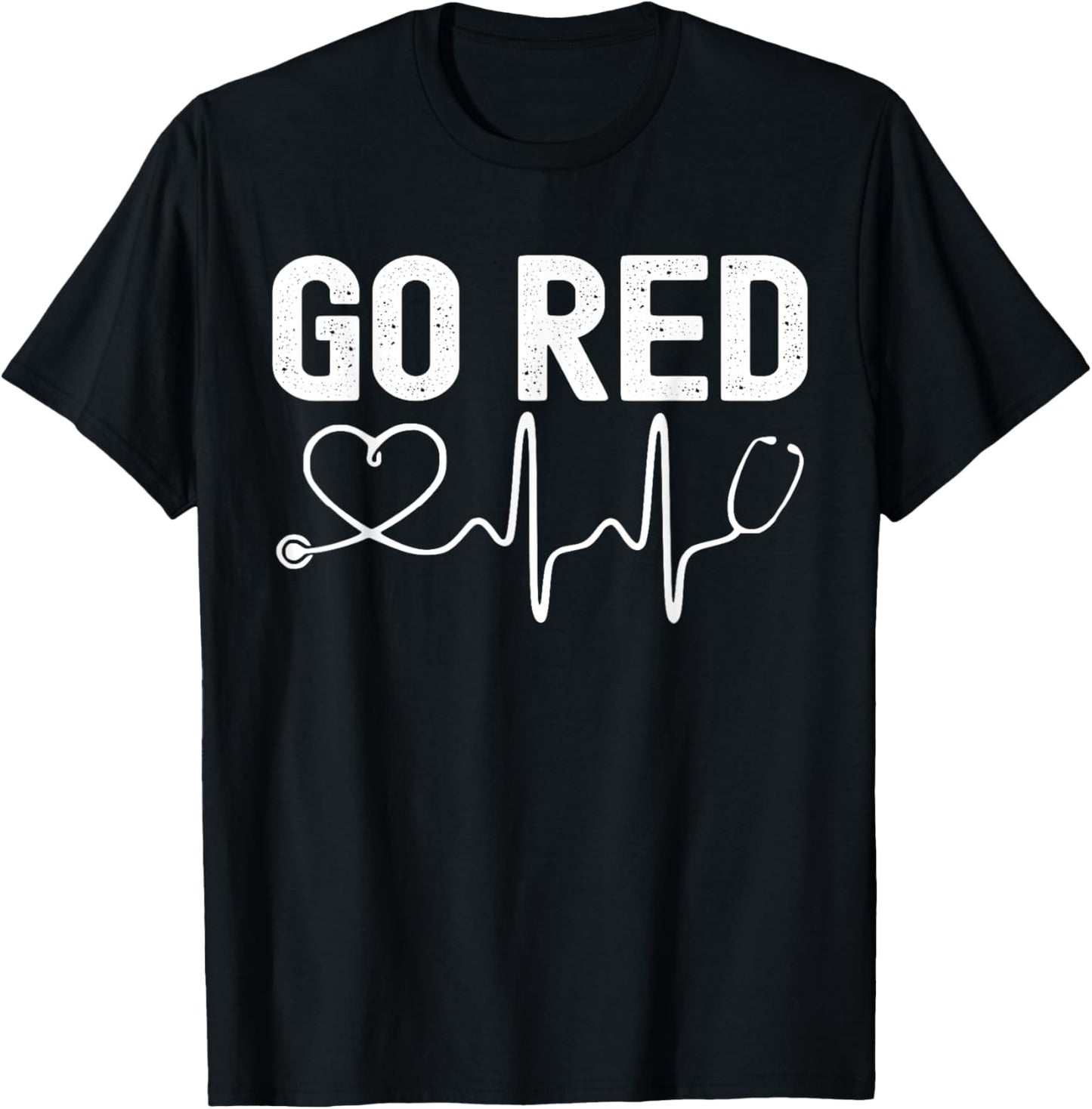 Go Red American Heart Disease Month Awareness T-Shirt - T-Shirt | Black