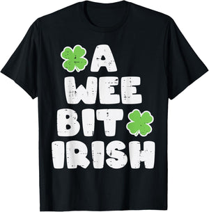 St Patricks Day A Wee Bit Irish Saint Pattys Men Women Kids T-Shirt - T-Shirt | Black