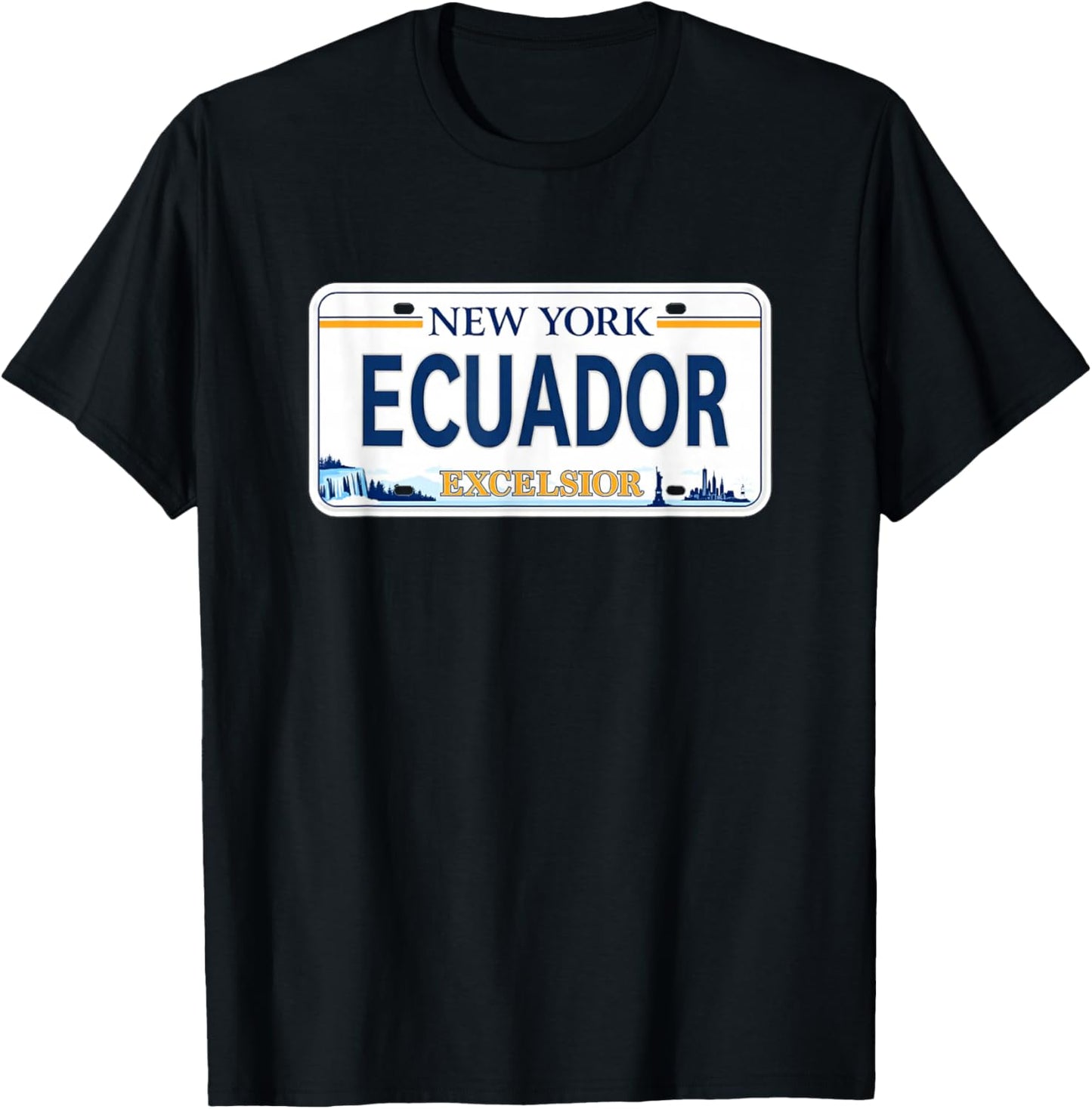 Ecuador New York Plate Style Design, Ecuadorian T-Shirt - T-Shirt | Black