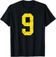 Distressed Bright Gold Number 9 Jersey Player Uniform #9 T-Shirt - T-Shirt | Black