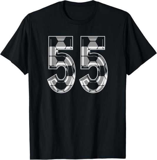 Soccer Pattern Number 55 Jersey Player Uniform #55 T-Shirt - T-Shirt | Black