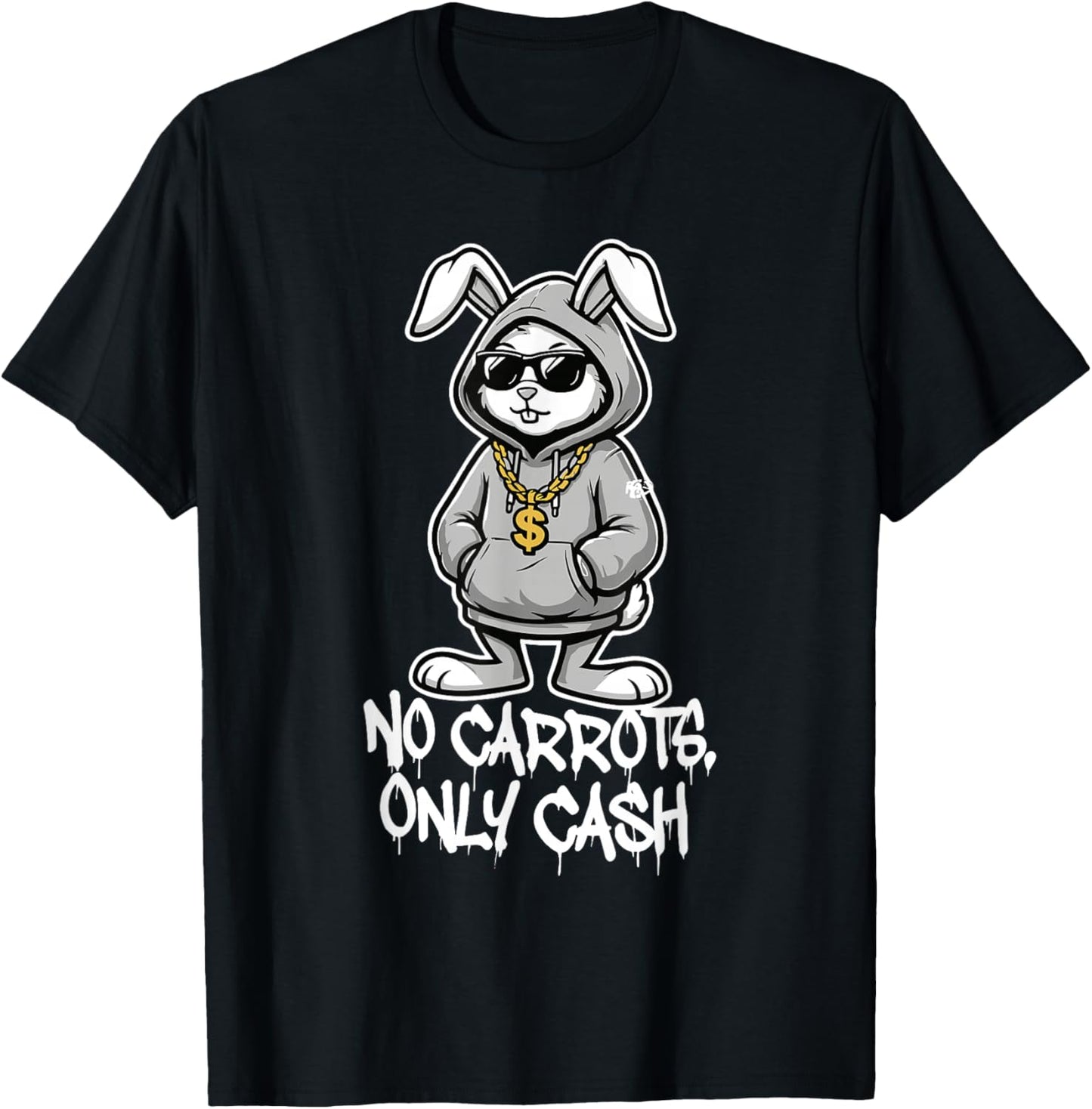 No Carrots Only Cash Funny Easter Bunny Gangster Meme T-Shirt - T-Shirt | Black