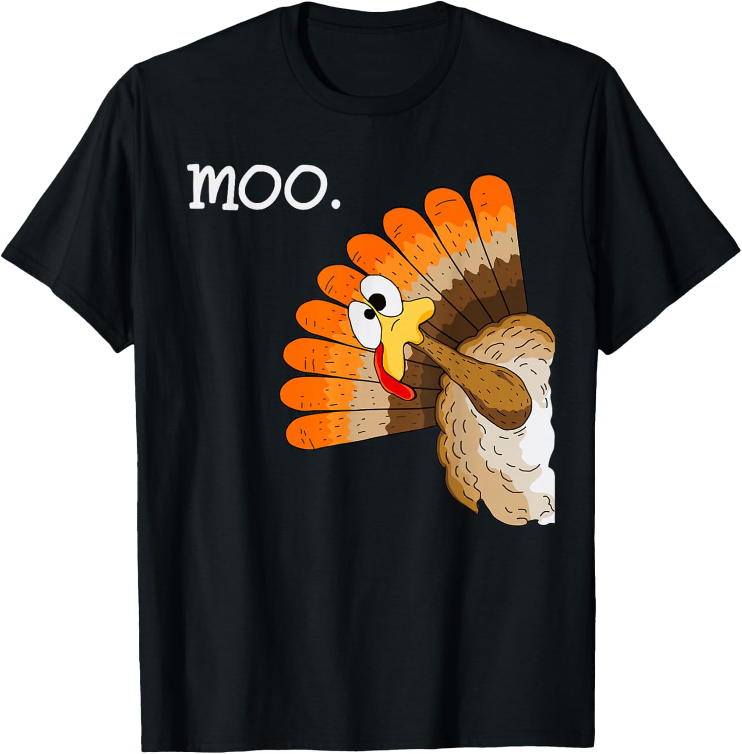 Turkey moo Funny Thanksgiving T-Shirt - T-Shirt | Black