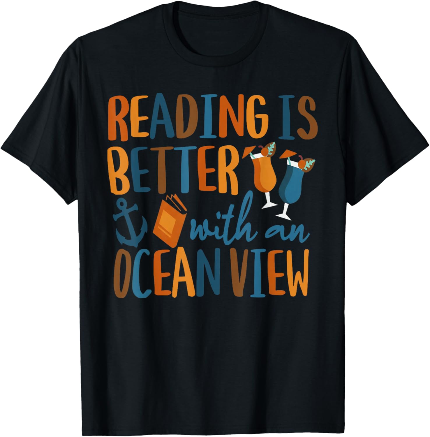 Reading is Better with an Ocean View T-Shirt - T-Shirt | Black