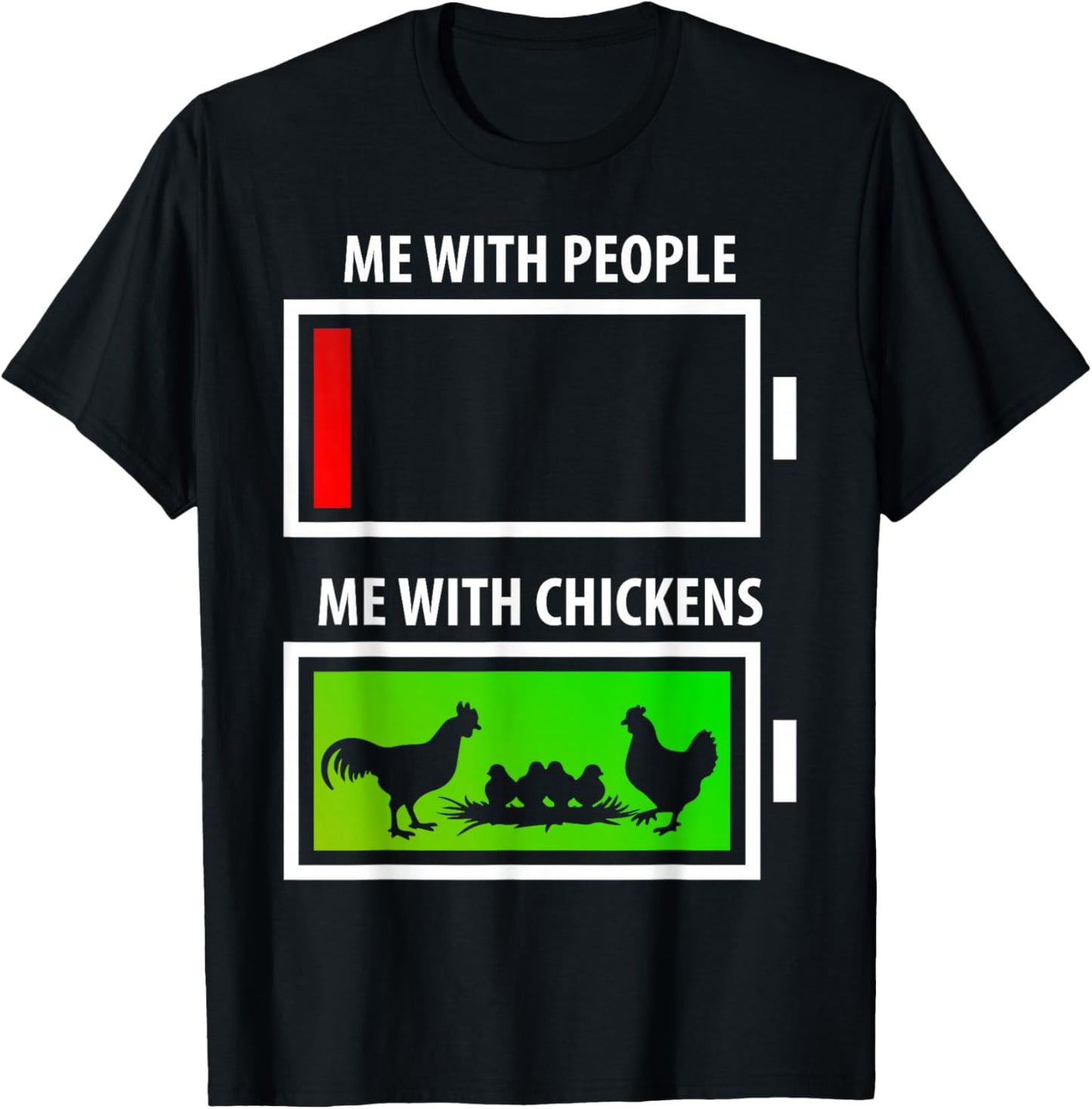 Me with People vs. with Chicken Funny Chicken Lover Farmer T-Shirt - T-Shirt | Black