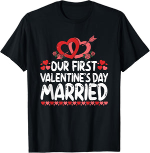 Our First Valentines Married Husband Wife T-Shirt - T-Shirt | Black
