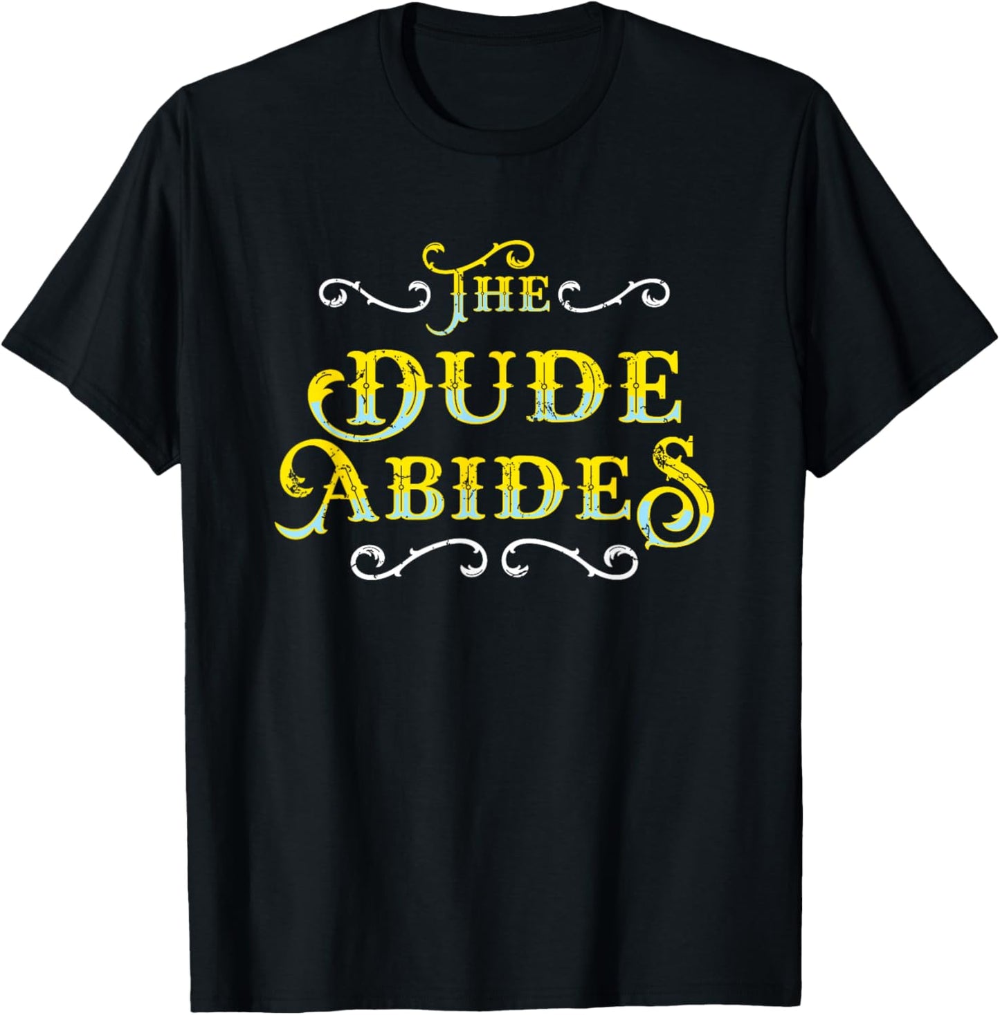 The Dude Abides Vintage Design for Film Loving Bowler T-Shirt - T-Shirt | Black