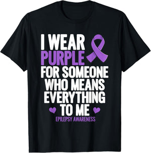 Epilepsy Awareness Month I Wear Purple Family Support T-Shirt - T-Shirt | Black