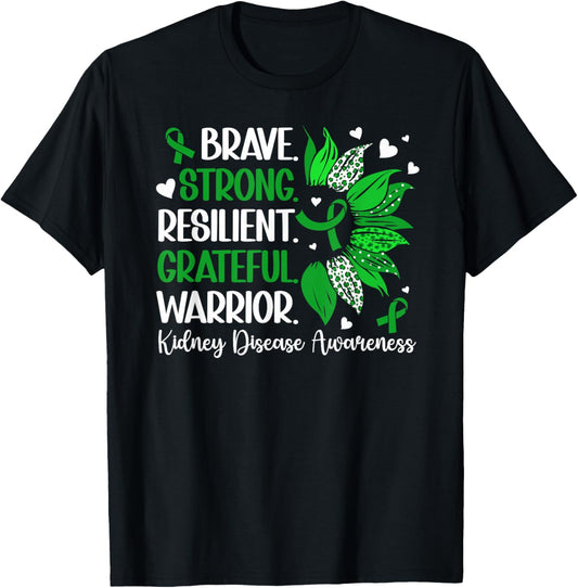 Brave Kidney Disease Warrior Kidney Disease Awareness Month T-Shirt - T-Shirt | Black