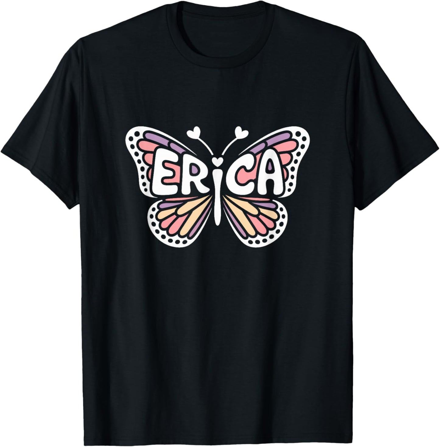 Erica Butterfly - Personalized Cute Name Word Art T-Shirt - T-Shirt | Black