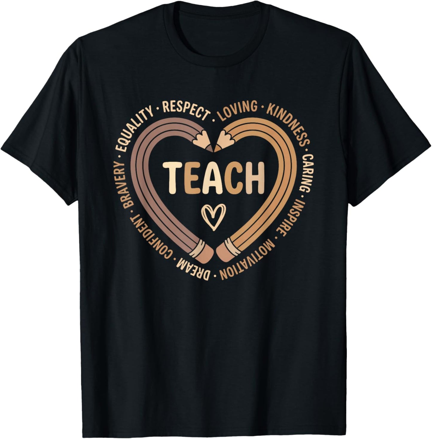 Teach Pencil Heart Black History Month Teacher African Pride T-Shirt - T-Shirt | Black
