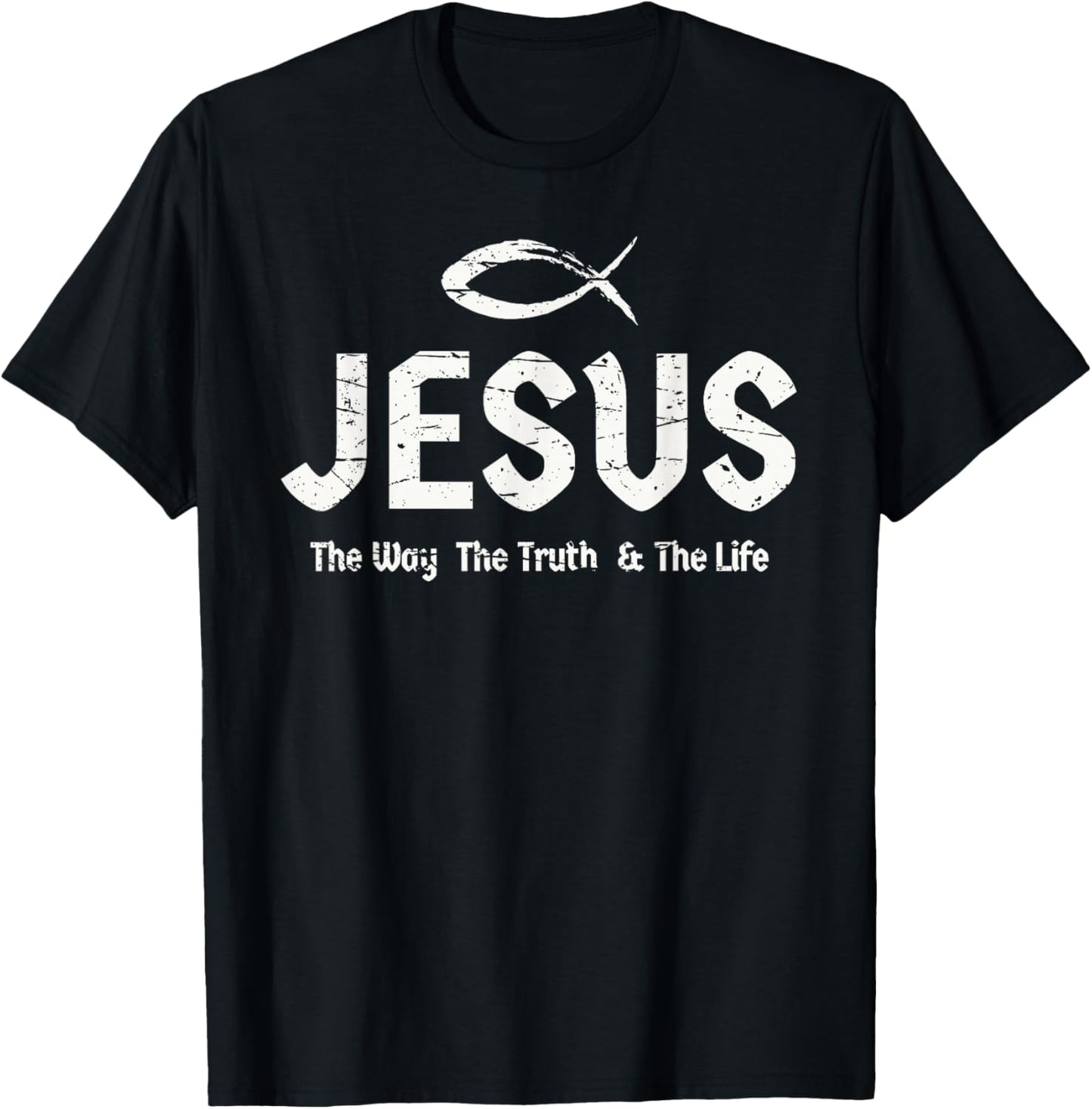 Bible Verse John 14:6 Jesus The Way Truth & Life Christian T-Shirt - T-Shirt | Black