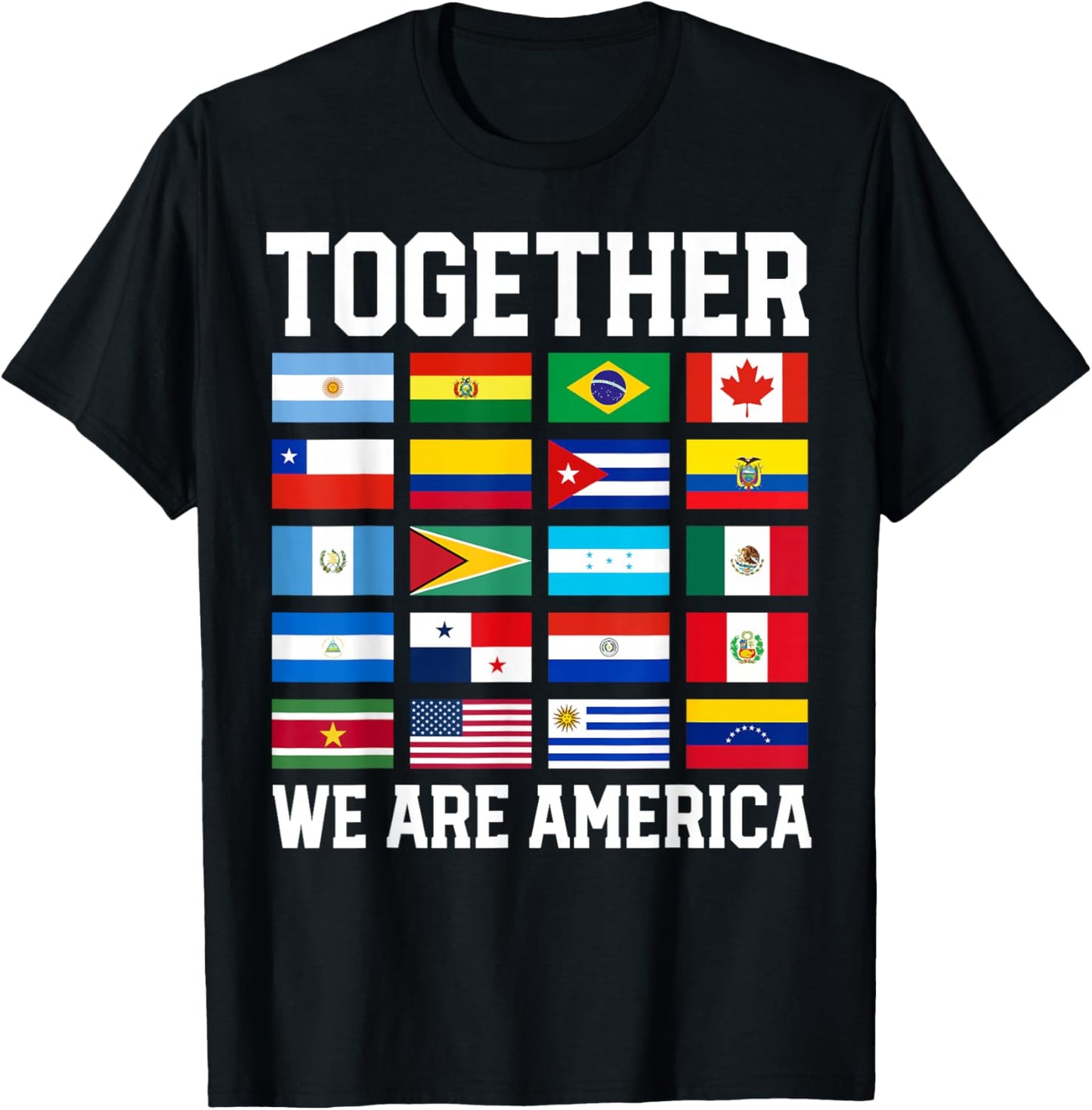 Together We are America Flags T-Shirt - T-Shirt | Black