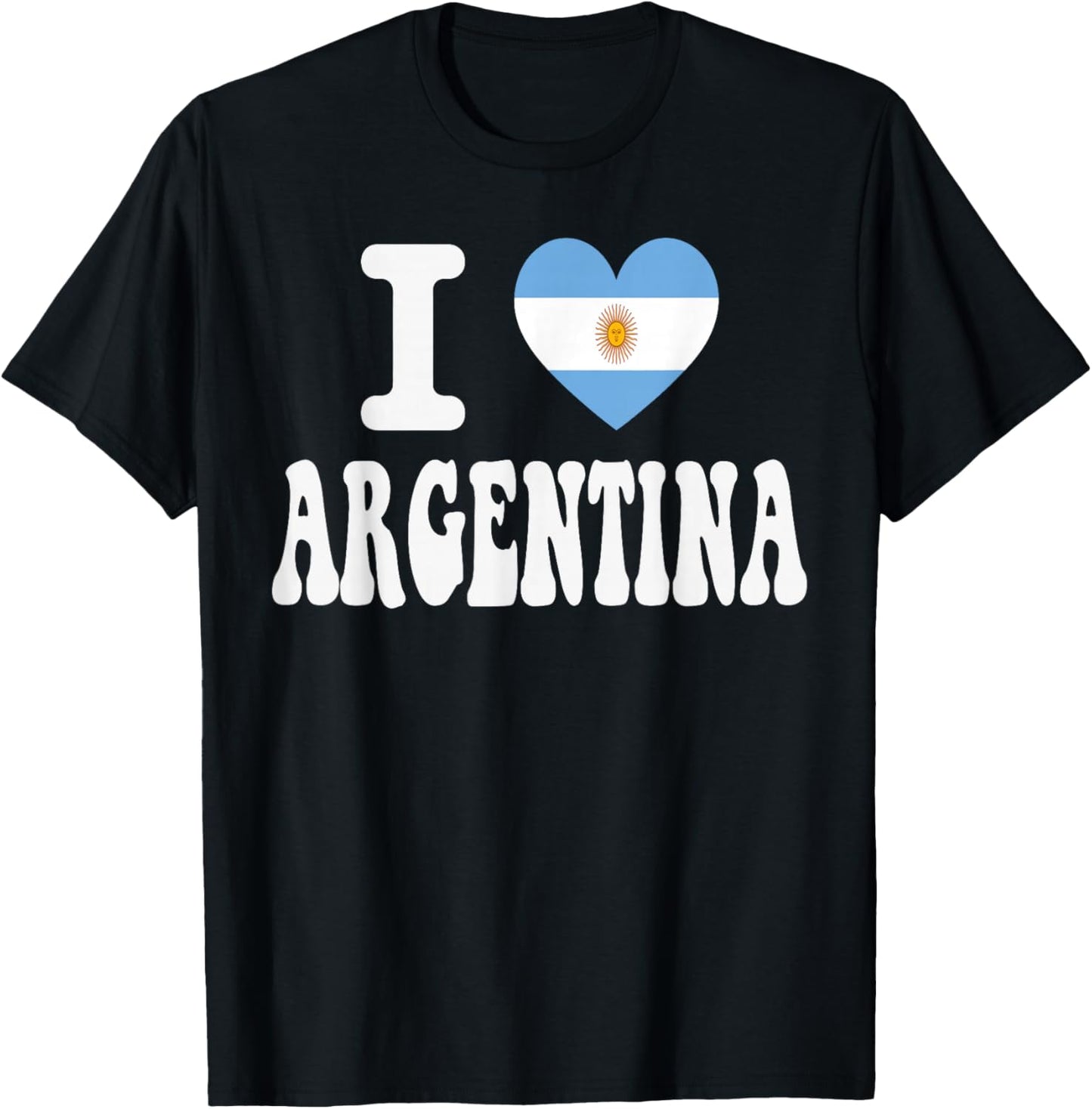 I Love Argentina Heart Flag Retro Travel Souvenir T-Shirt - T-Shirt | Black