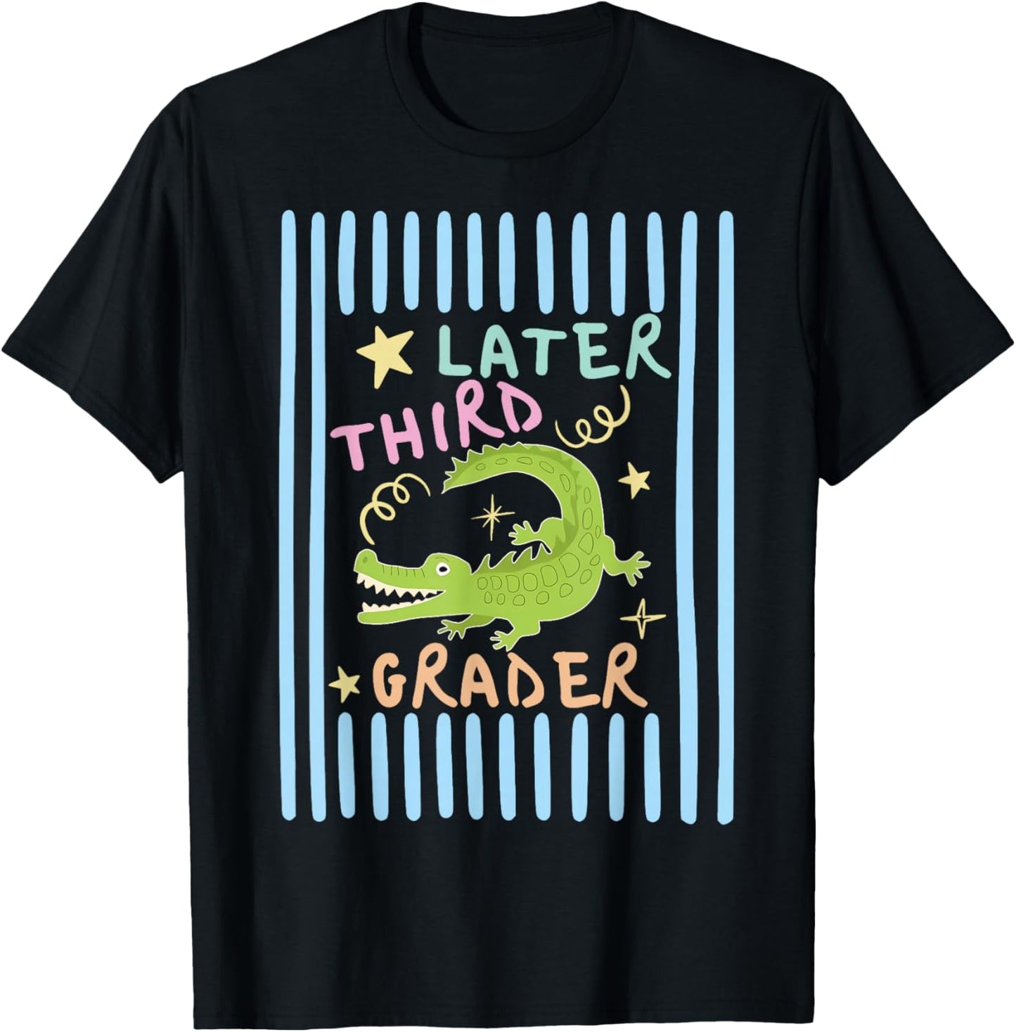 Later Third Grader Cute Alligator Later Gator Teacher Kids T-Shirt - T-Shirt | Black